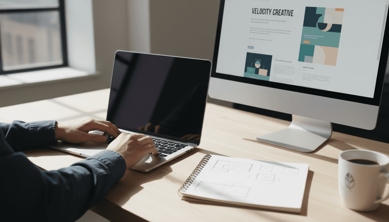 Web designer working on premium website design in modern San Diego studio