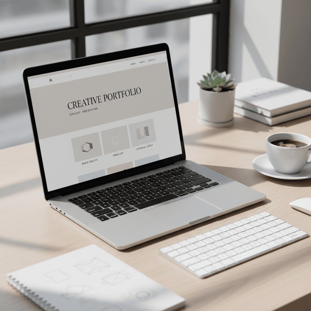 Modern web design portfolio displayed on laptop screen